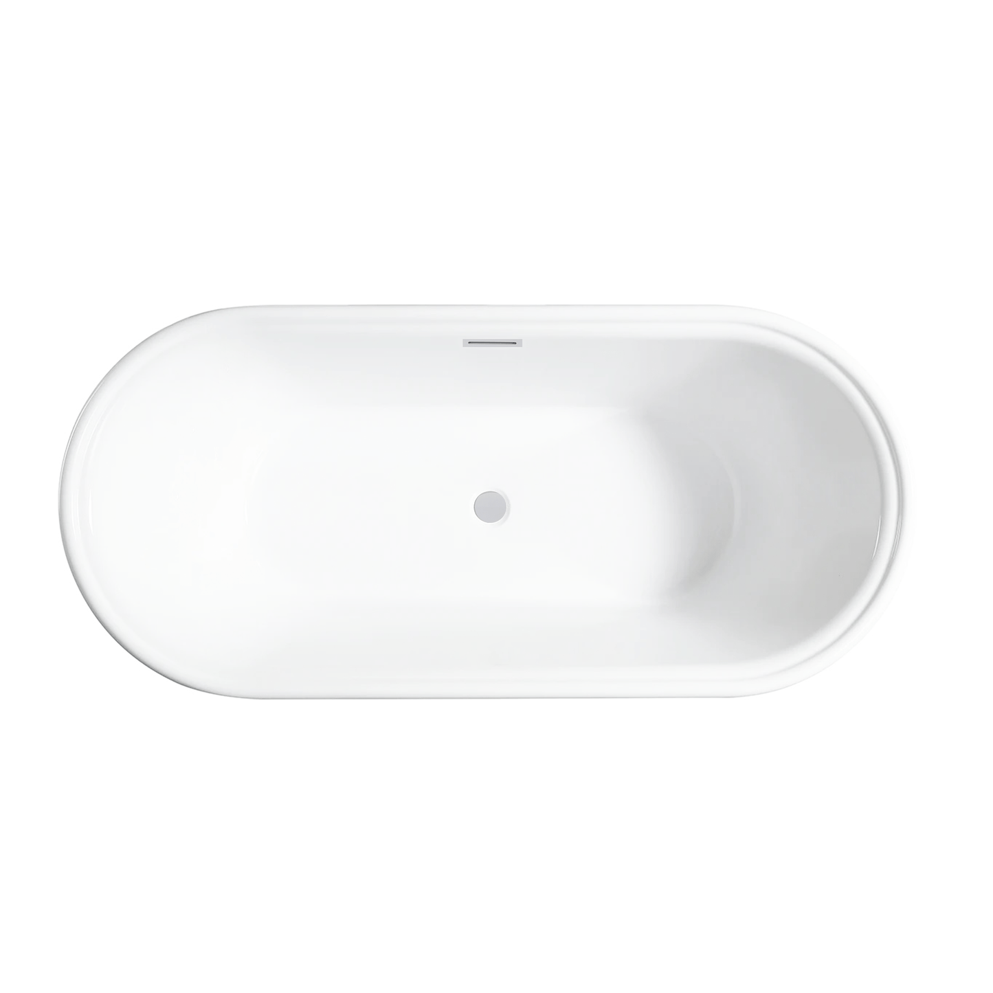 Vanity Art VA6610-L-PW 67 Inch Freestanding White Acrylic Bathtub with Polished Chrome Slotted Overflow And Pop-Up Drain - Vanity Art VA6610-L-PW