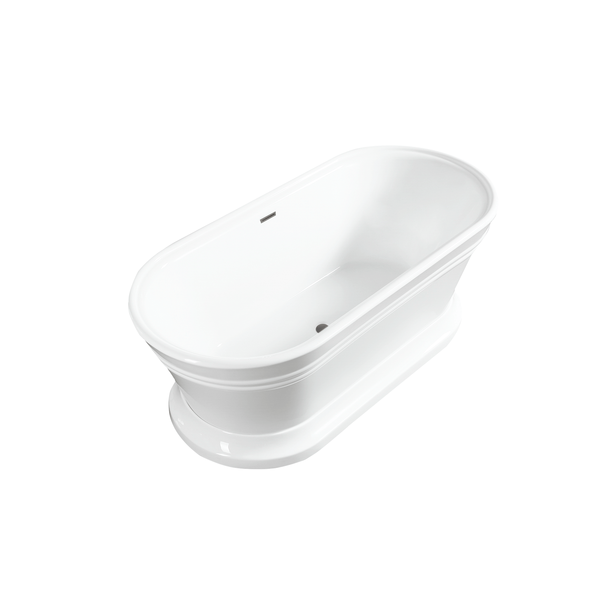 Vanity Art VA6610-S-BN 59 Inch Freestanding White Acrylic Bathtub with Overflow And Pop-Up Drain - Vanity Art VA6610-S-BN