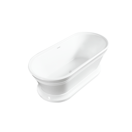 Vanity Art VA6610-S-PW 59 Inch Freestanding White Acrylic Bathtub with Overflow And Pop-Up Drain - Vanity Art VA6610-S-PW