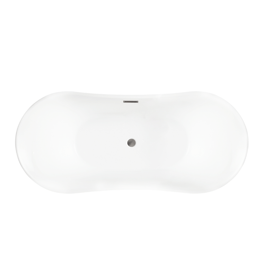 Vanity Art VA6805-BN 67 Inch Freestanding White Acrylic Bathtub with Overflow And Pop-Up Drain - Vanity Art VA6805-BN