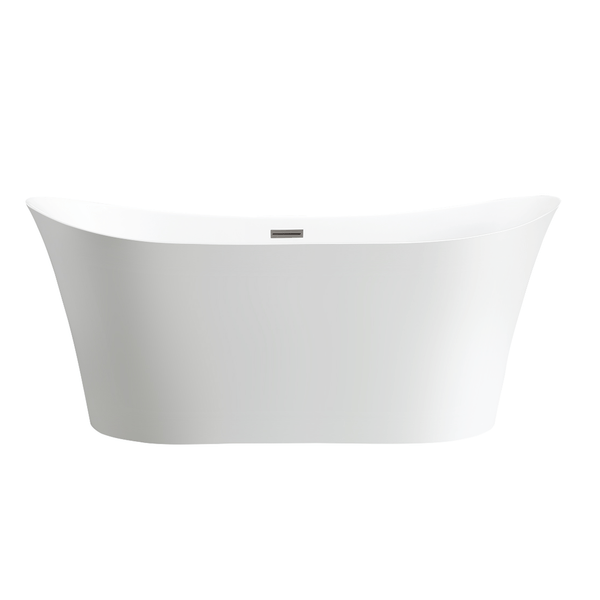 Vanity Art VA6805-BN 67 Inch Freestanding White Acrylic Bathtub with Overflow And Pop-Up Drain - Vanity Art VA6805-BN