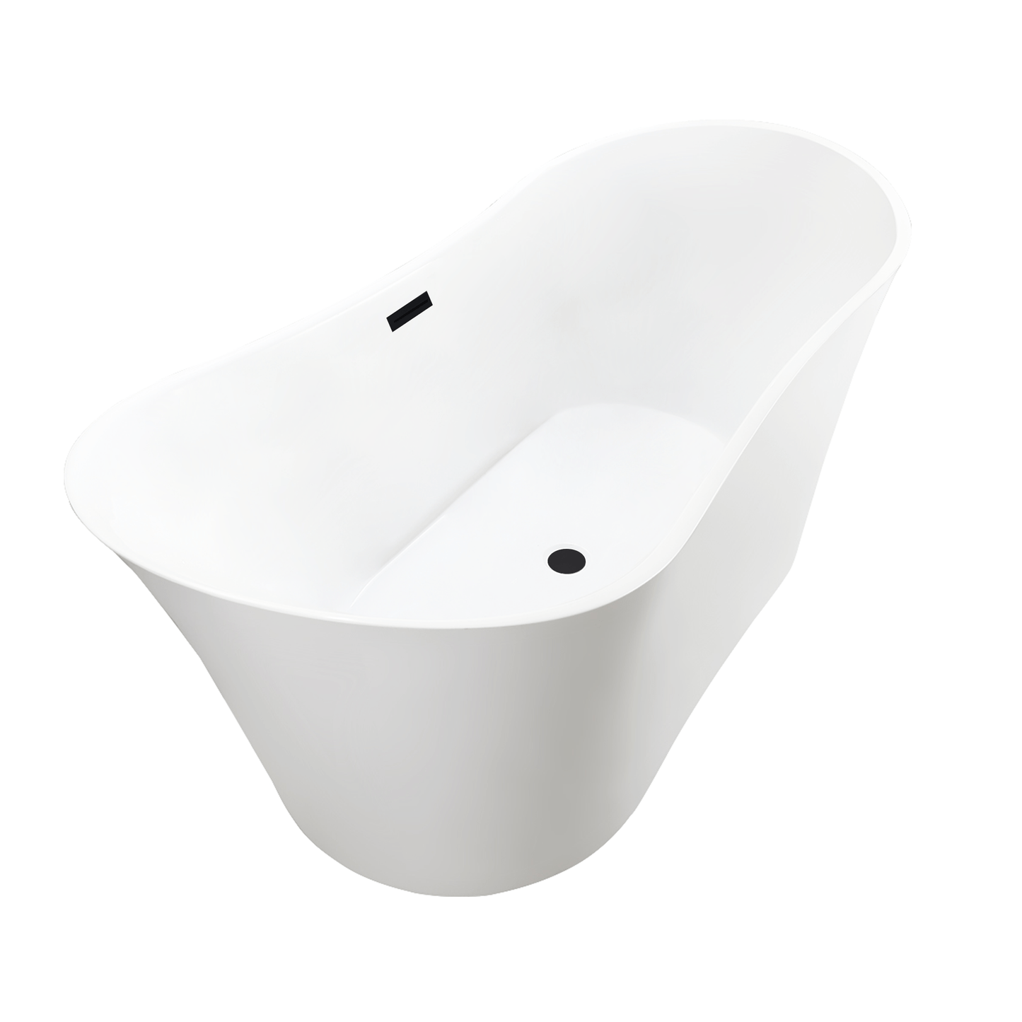 Vanity Art VA6805-MB 67 Inch Freestanding White Acrylic Bathtub with Overflow And Pop-Up Drain - Vanity Art VA6805-MB