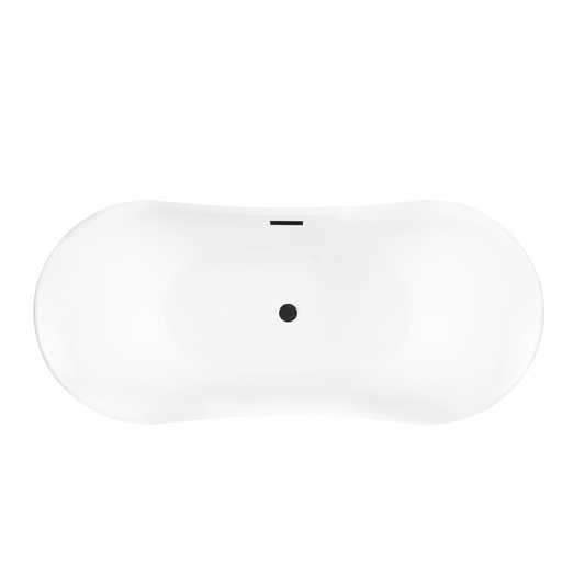 Vanity Art VA6805-ORB 67 Inch Freestanding White Acrylic Bathtub with Overflow And Pop-Up Drain - Vanity Art VA6805-ORB