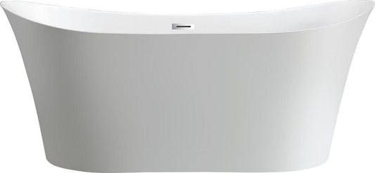 Vanity Art VA6805-PC 67 Inch Freestanding White Acrylic Bathtub with Overflow And Pop-Up Drain - Vanity Art VA6805-PC