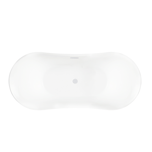 Vanity Art VA6805-PW 67 Inch Freestanding White Acrylic Bathtub with Overflow And Pop-Up Drain - Vanity Art VA6805-PW