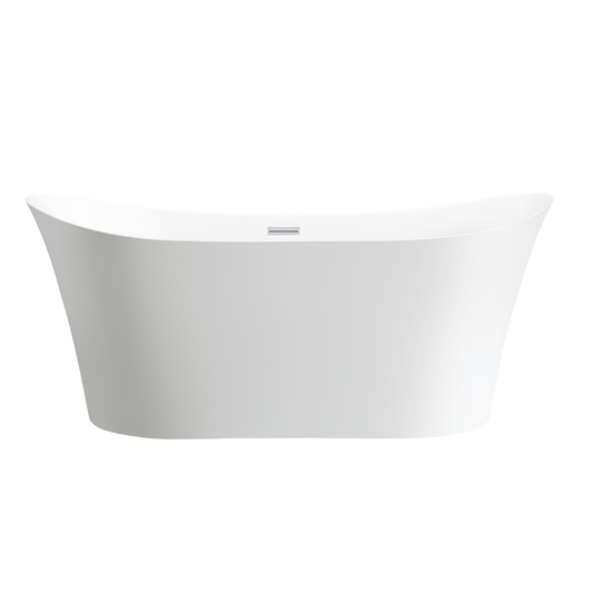 Vanity Art VA6805-PW 67 Inch Freestanding White Acrylic Bathtub with Overflow And Pop-Up Drain - Vanity Art VA6805-PW