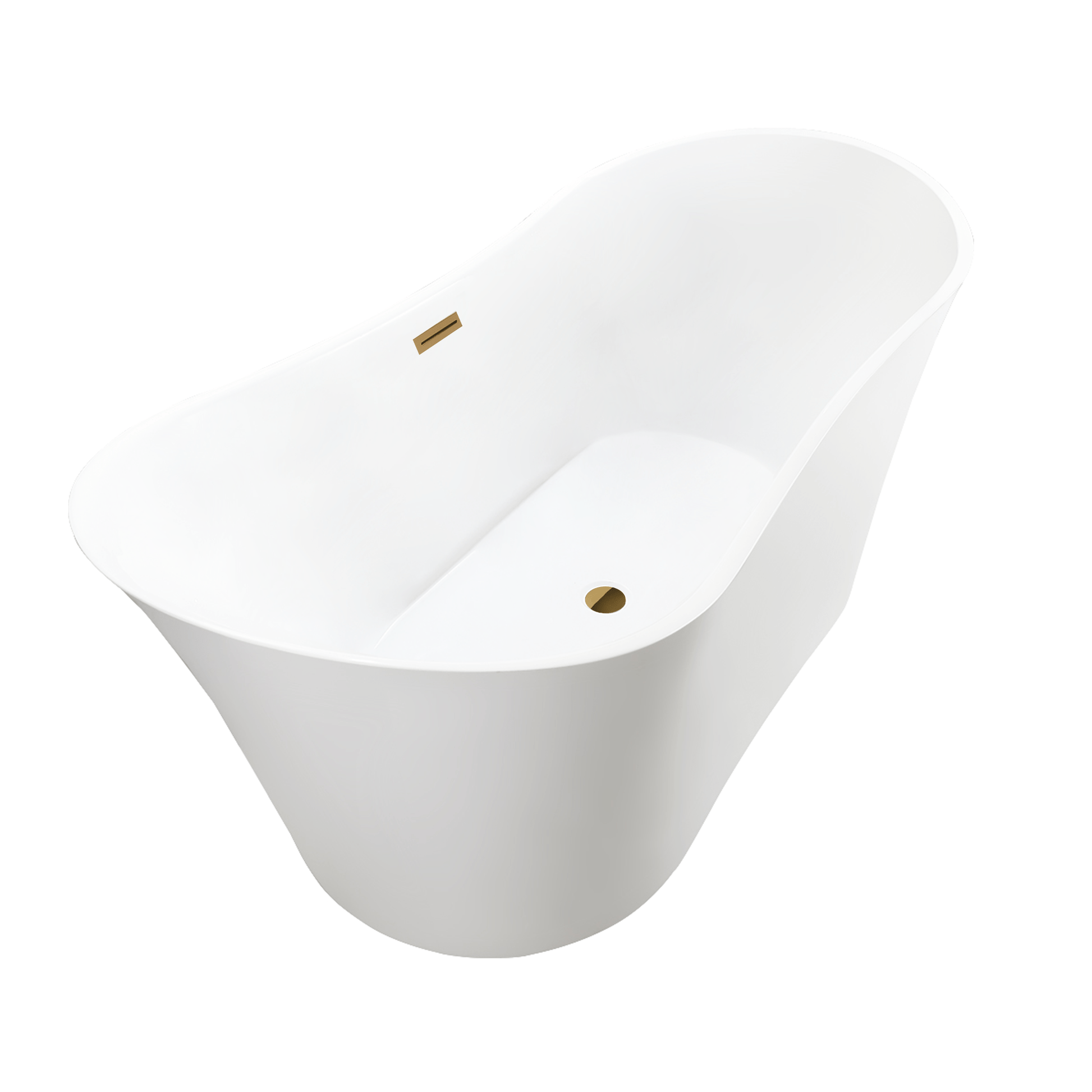 Vanity Art VA6805-TG 67 Inch Freestanding White Acrylic Bathtub with Overflow And Pop-Up Drain - Vanity Art VA6805-TG