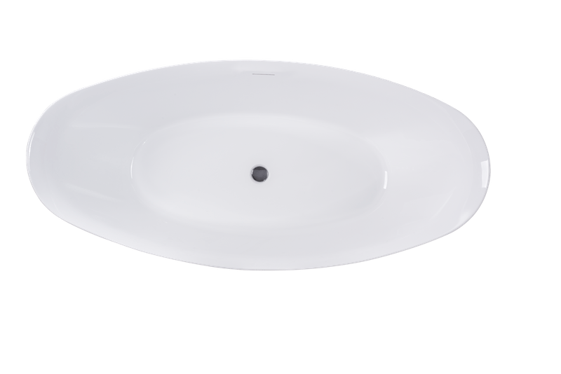 Vanity Art VA6807-PC 71 Inch Freestanding White Acrylic Bathtub with Overflow And Pop-Up Drain - Vanity Art VA6807-PC