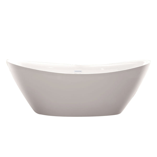 Vanity Art VA6807-PW 71 Inch Freestanding White Acrylic Bathtub with Overflow And Pop-Up Drain - Vanity Art VA6807-PW