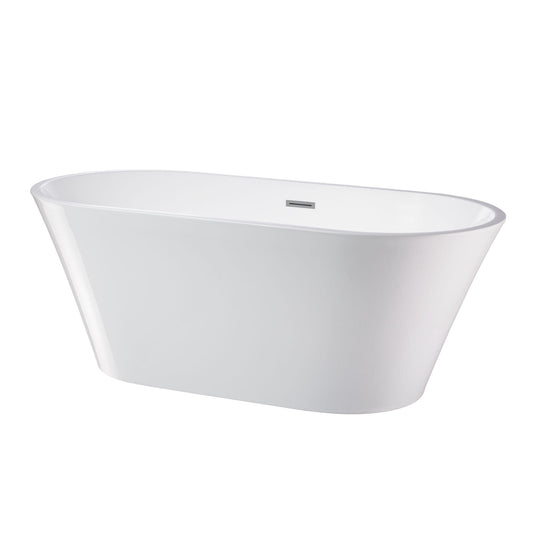 Vanity Art VA6809 62 Inch Freestanding White Acrylic Bathtub with Polished Chrome Finish - Vanity Art VA6809