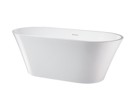 Vanity Art VA6809 62 Inch Freestanding White Acrylic Bathtub with Polished Chrome Finish - Vanity Art VA6809