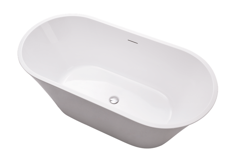 Vanity Art VA6809 62 Inch Freestanding White Acrylic Bathtub with Polished Chrome Finish - Vanity Art VA6809