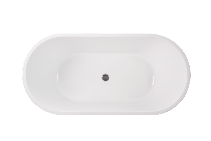 Vanity Art VA6809 62 Inch Freestanding White Acrylic Bathtub with Polished Chrome Finish - Vanity Art VA6809