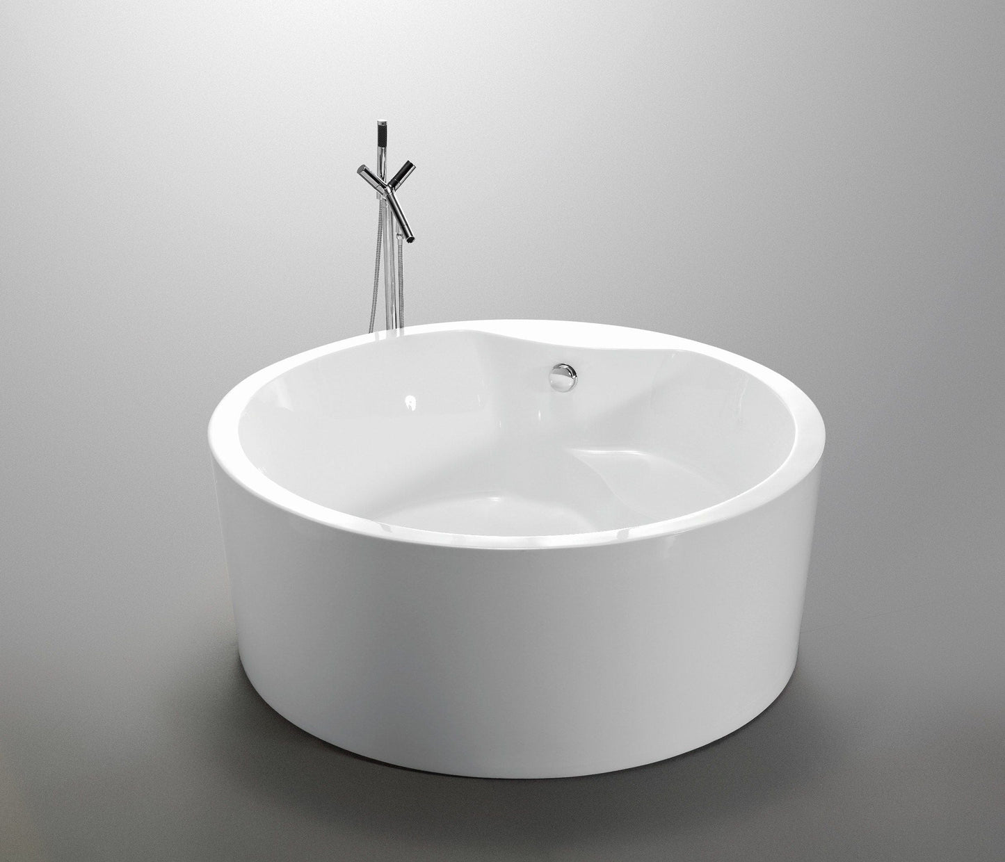 Vanity Art VA6810 59 Inch Freestanding White Acrylic Bathtub with Polished Chrome Finish - Vanity Art VA6810