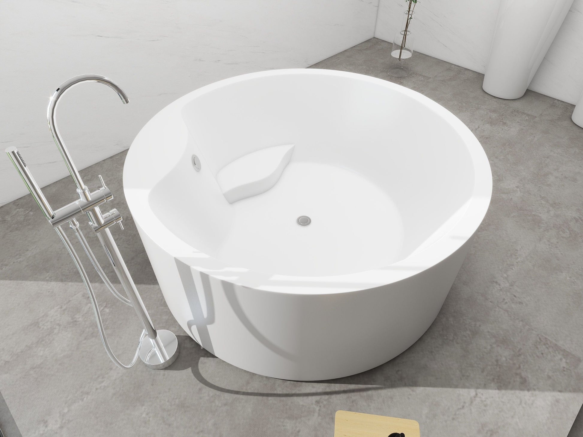 Vanity Art VA6810 59 Inch Freestanding White Acrylic Bathtub with Polished Chrome Finish - Vanity Art VA6810