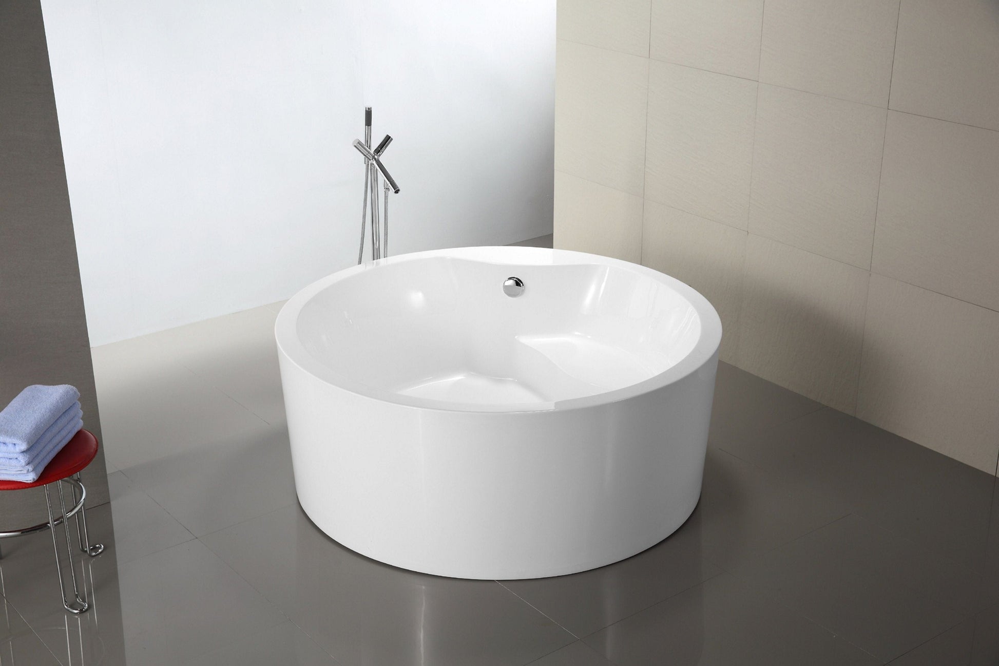 Vanity Art VA6810 59 Inch Freestanding White Acrylic Bathtub with Polished Chrome Finish - Vanity Art VA6810