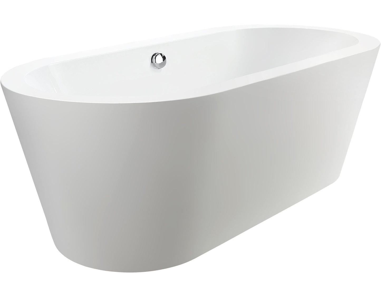 Vanity Art VA6812 68 Inch Freestanding White Acrylic Bathtub with Polished Chrome Finish - Vanity Art VA6812