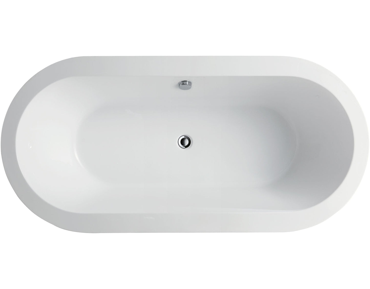 Vanity Art VA6812 68 Inch Freestanding White Acrylic Bathtub with Polished Chrome Finish - Vanity Art VA6812