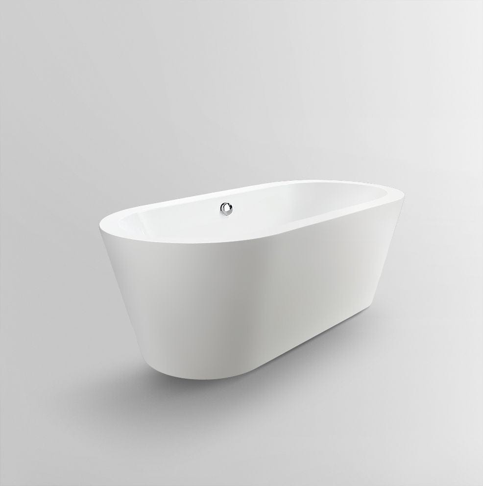 Vanity Art VA6812-S 59 Inch Freestanding White Acrylic Bathtub with Polished Chrome Finish - Vanity Art VA6812-S