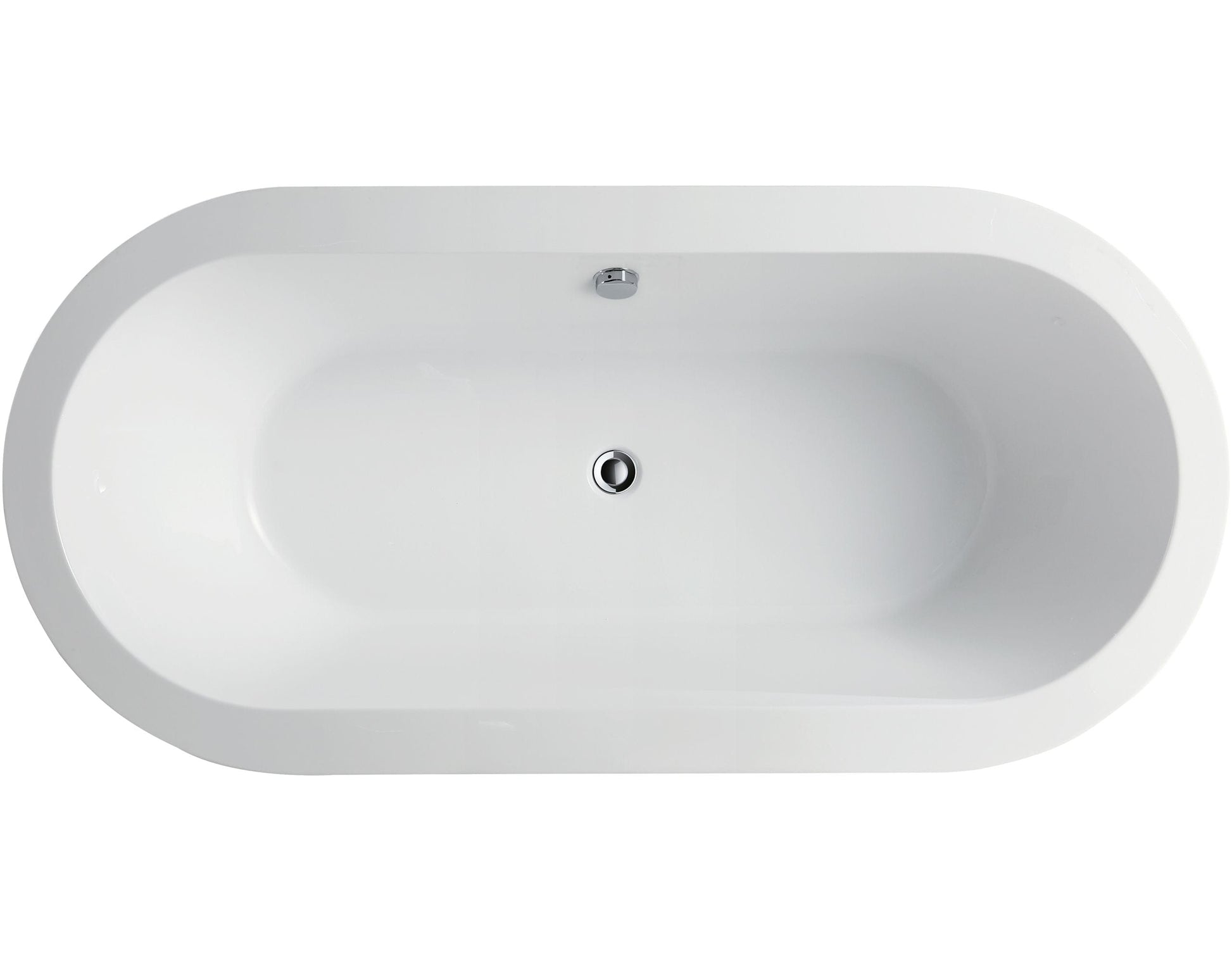 Vanity Art VA6812-S 59 Inch Freestanding White Acrylic Bathtub with Polished Chrome Finish - Vanity Art VA6812-S