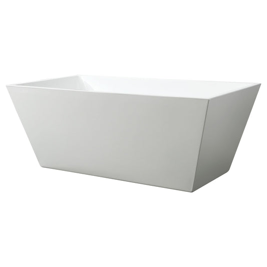 Vanity Art VA6813-L 67 Inch Freestanding White Acrylic Bathtub with Overflow And Pop-Up Drain - Vanity Art VA6813-L