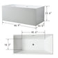 Vanity Art VA6813B-L-MB 67 Inch Freestanding White Acrylic Bathtub with Overflow And Pop-Up Drain - Vanity Art VA6813B-L-MB