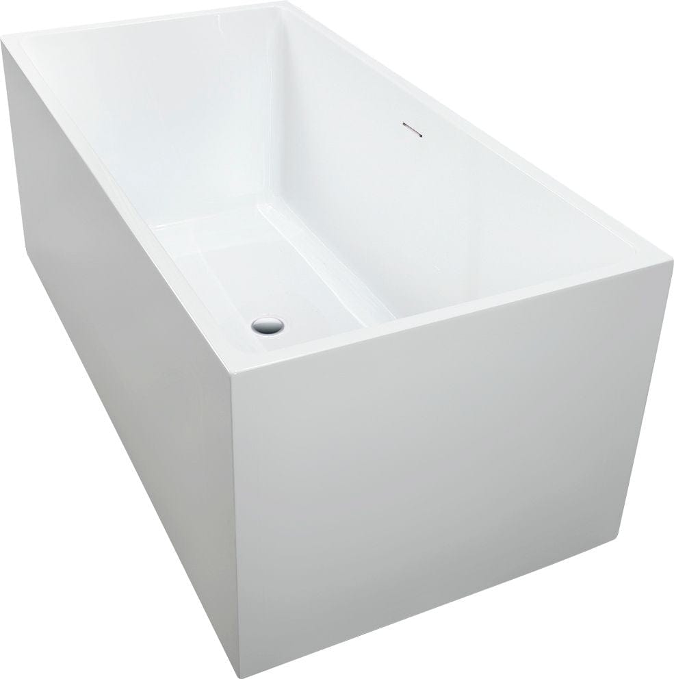 Vanity Art VA6813B-L-PC 67 Inch Freestanding White Acrylic Bathtub with Overflow And Pop-Up Drain - Vanity Art VA6813B-L-PC