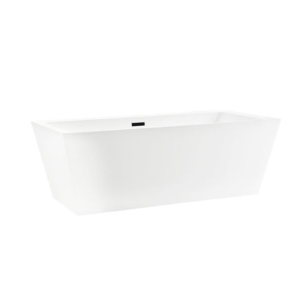 Vanity Art VA6814-L-MB 67 Inch Freestanding White Acrylic Bathtub with Overflow And Pop-Up Drain - Vanity Art VA6814-L-MB