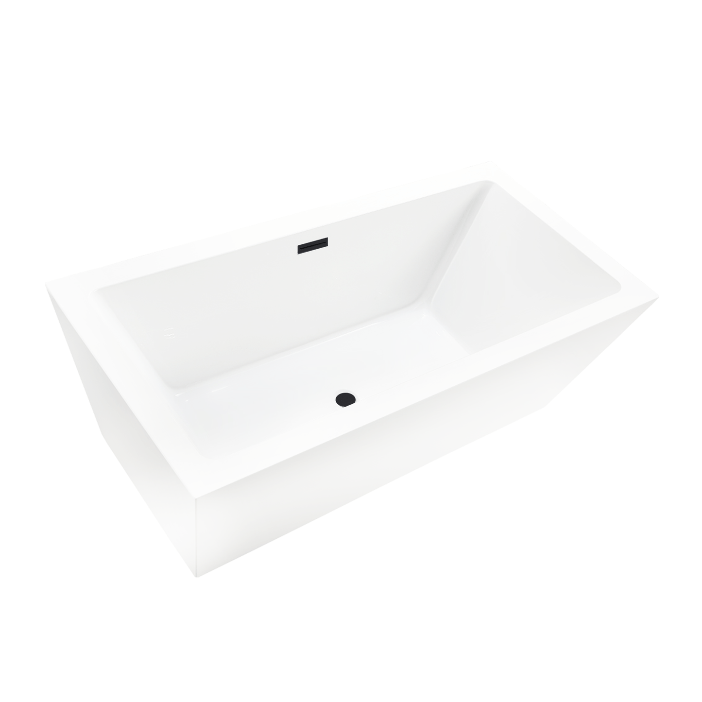 Vanity Art VA6814-L-MB 67 Inch Freestanding White Acrylic Bathtub with Overflow And Pop-Up Drain - Vanity Art VA6814-L-MB