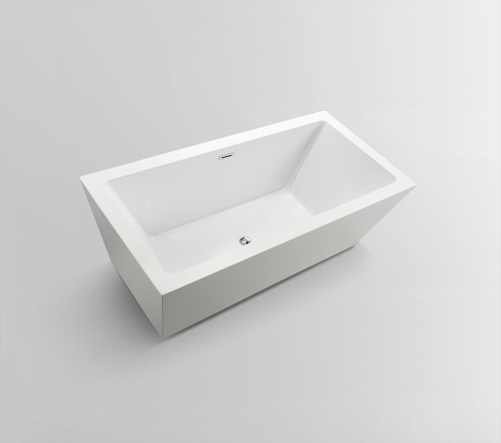 Vanity Art VA6814-L-PC 67 Inch Freestanding White Acrylic Bathtub with Overflow And Pop-Up Drain - Vanity Art VA6814-L-PC