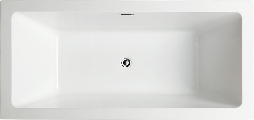 Vanity Art VA6814-L-PC 67 Inch Freestanding White Acrylic Bathtub with Overflow And Pop-Up Drain - Vanity Art VA6814-L-PC