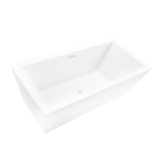 Vanity Art VA6814-L-PW 67 Inch Freestanding White Acrylic Bathtub with Overflow And Pop-Up Drain - Vanity Art VA6814-L-PW