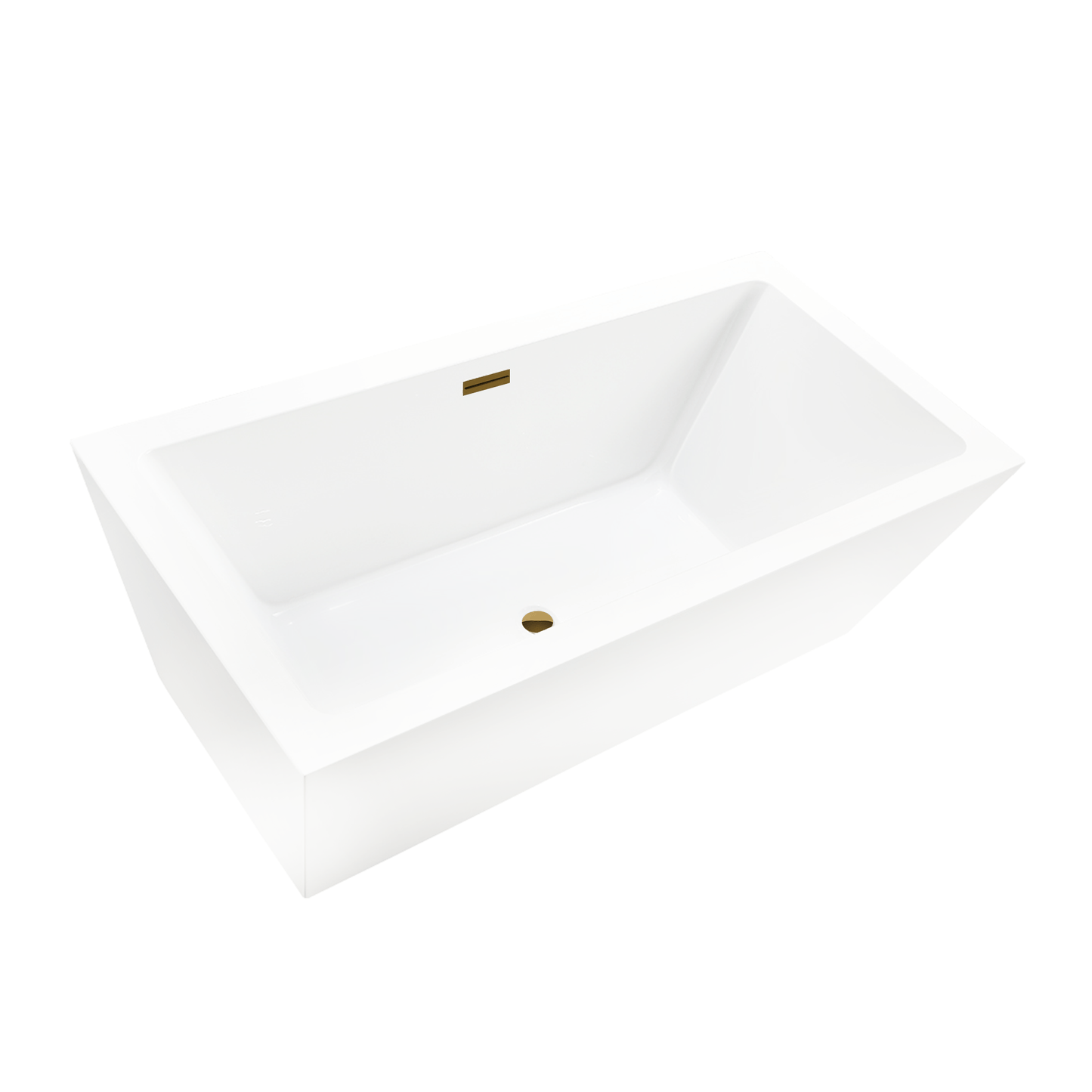 Vanity Art VA6814-L-TG 67 Inch Freestanding White Acrylic Bathtub with Overflow And Pop-Up Drain - Vanity Art VA6814-L-TG