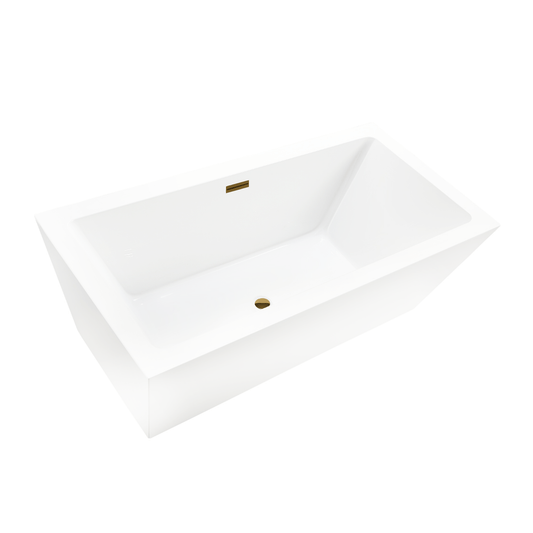 Vanity Art VA6814-L-TG 67 Inch Freestanding White Acrylic Bathtub with Overflow And Pop-Up Drain - Vanity Art VA6814-L-TG