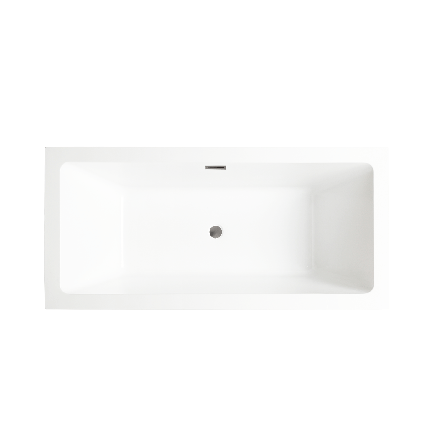 Vanity Art VA6814-S-BN 59 Inch Freestanding White Acrylic Bathtub with Overflow And Pop-Up Drain - Vanity Art VA6814-S-BN