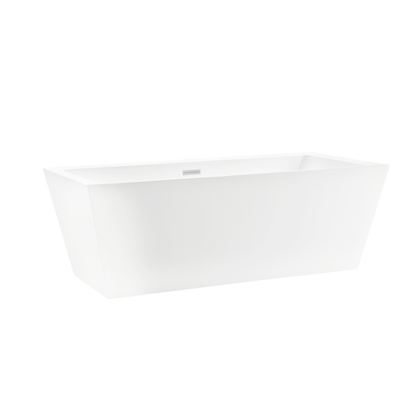 Vanity Art VA6814-S-PW 59 Inch Freestanding White Acrylic Bathtub with Overflow And Pop-Up Drain - Vanity Art VA6814-S-PW