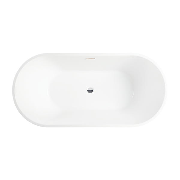 Vanity Art VA6815-L-PC 68 Inch Freestanding White Acrylic Bathtub with Overflow And Pop-Up Drain - Vanity Art VA6815-L-PC