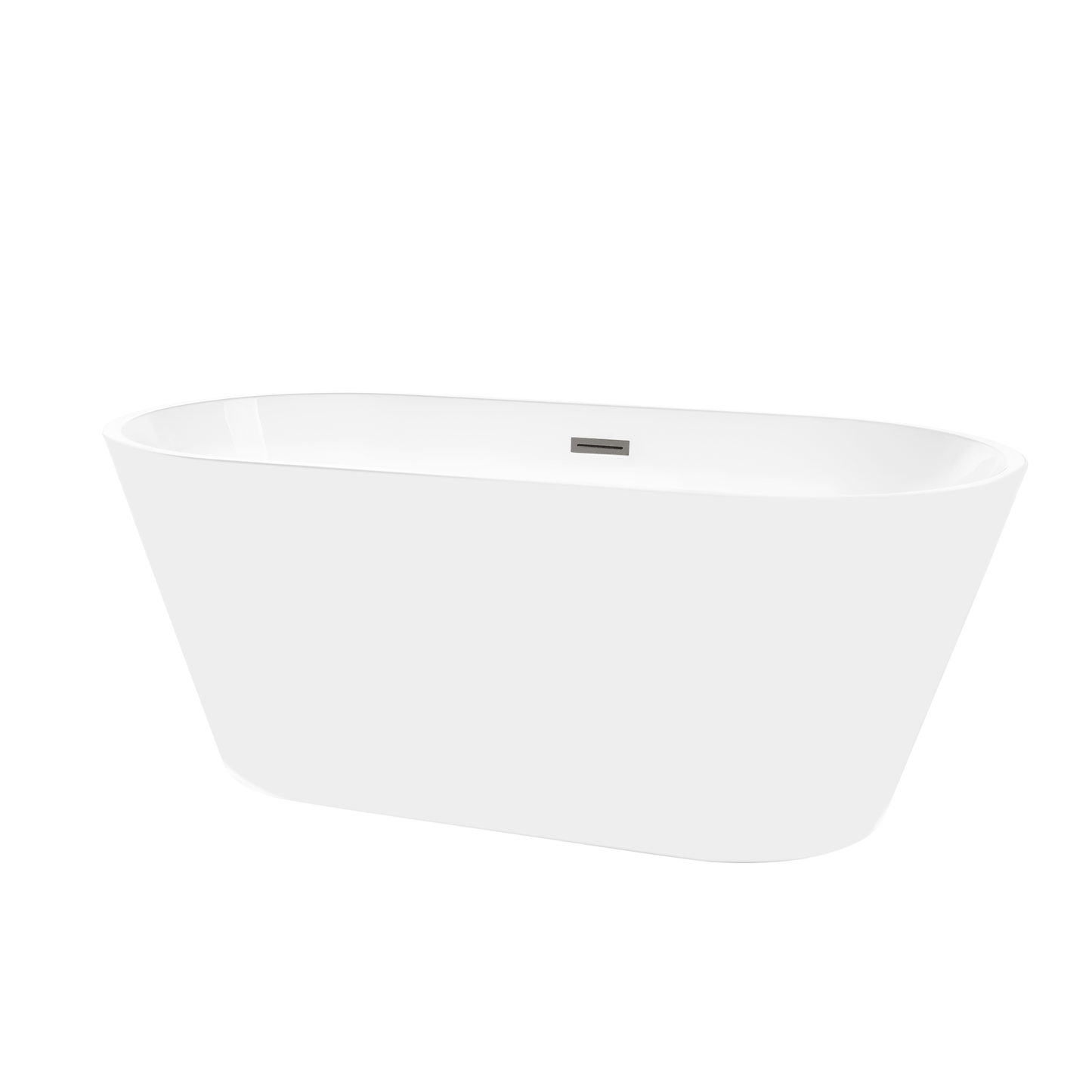 Vanity Art VA6815-NLW-BN 67 Inch Freestanding White Acrylic Bathtub with Overflow And Pop-Up Drain - Vanity Art VA6815-NLW-BN