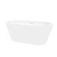 Vanity Art VA6815-NLW-PC 67 Inch Freestanding White Acrylic Bathtub with Overflow And Pop-Up Drain - Vanity Art VA6815-NLW-PC