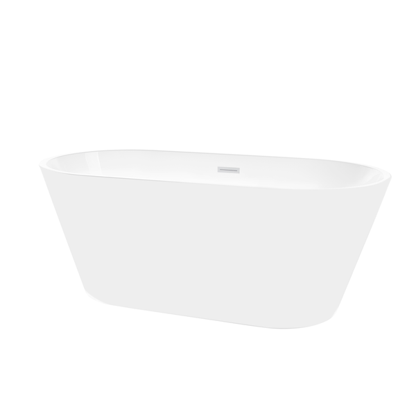 Vanity Art VA6815-NLW-PW 67 Inch Freestanding White Acrylic Bathtub with Overflow And Pop-Up Drain - Vanity Art VA6815-NLW-PW