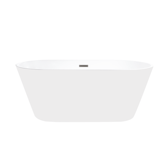 Vanity Art VA6815-NSW-BN 59 Inch Freestanding White Acrylic Bathtub with Overflow And Pop-Up Drain - Vanity Art VA6815-NSW-BN