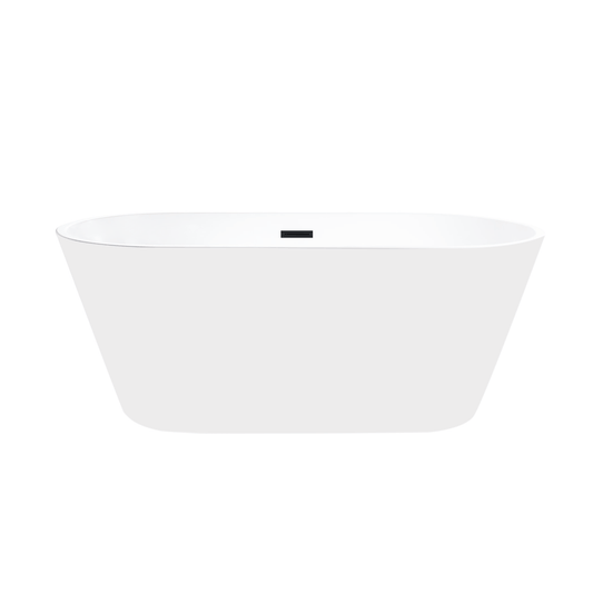 Vanity Art VA6815-NSW-MB 59 Inch Freestanding White Acrylic Bathtub with Overflow And Pop-Up Drain - Vanity Art VA6815-NSW-MB