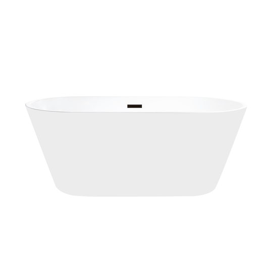 Vanity Art VA6815-NSW-ORB 59 Inch Freestanding White Acrylic Bathtub with Overflow And Pop-Up Drain - Vanity Art VA6815-NSW-ORB