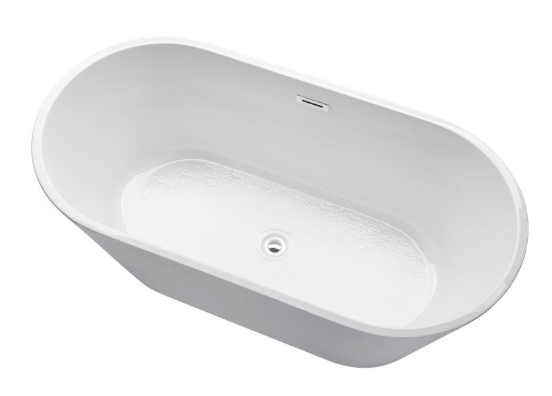 Vanity Art VA6815-NSW-PC 59 Inch Freestanding White Acrylic Bathtub with Overflow And Pop-Up Drain - Vanity Art VA6815-NSW-PC