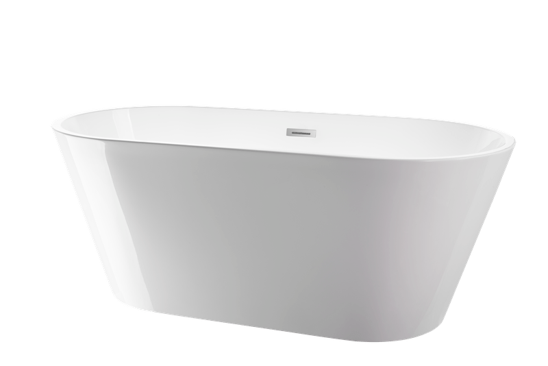 Vanity Art VA6815-NSW-PC 59 Inch Freestanding White Acrylic Bathtub with Overflow And Pop-Up Drain - Vanity Art VA6815-NSW-PC