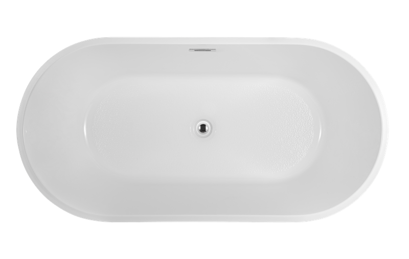 Vanity Art VA6815-NSW-PC 59 Inch Freestanding White Acrylic Bathtub with Overflow And Pop-Up Drain - Vanity Art VA6815-NSW-PC