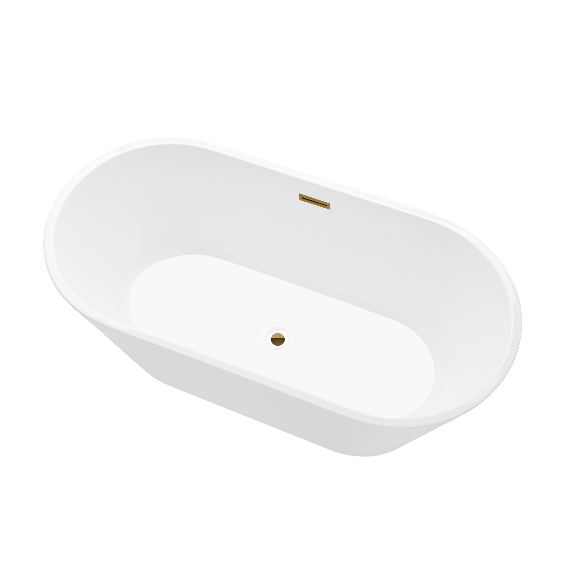 Vanity Art VA6815-NSW-TG 59 Inch Freestanding White Acrylic Bathtub with Overflow And Pop-Up Drain - Vanity Art VA6815-NSW-TG