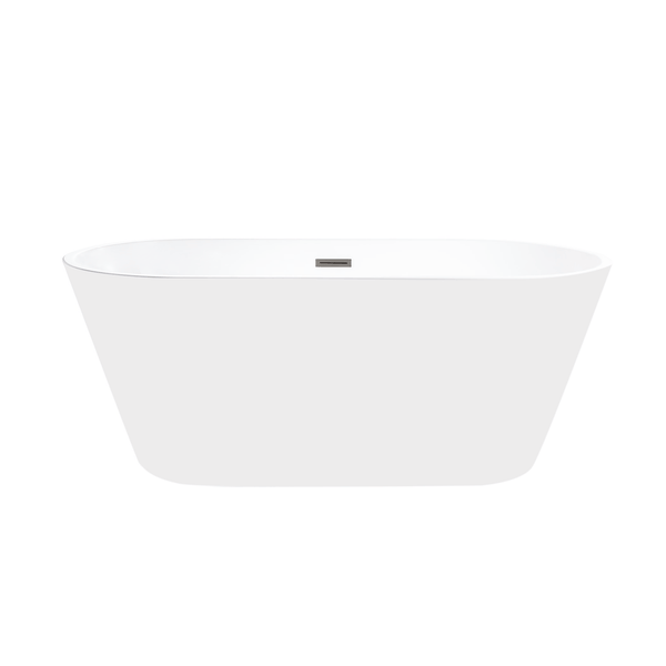 Vanity Art VA6815-NXSW-BN 54 Inch Freestanding White Acrylic Bathtub with Overflow And Pop-Up Drain - Vanity Art VA6815-NXSW-BN