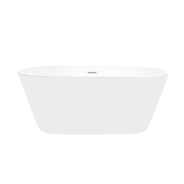 Vanity Art VA6815-NXSW-PW 54 Inch Freestanding White Acrylic Bathtub with Overflow And Pop-Up Drain - Vanity Art VA6815-NXSW-PW