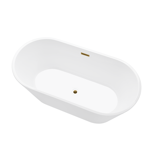 Vanity Art VA6815-NXSW-TG 54 Inch Freestanding White Acrylic Bathtub with Overflow And Pop-Up Drain - Vanity Art VA6815-NXSW-TG